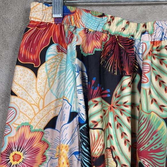 Rachel Zoe Full Maxi Skirt L Colorful Maximalism Resort Floral Tropical Print - Picture 6 of 12